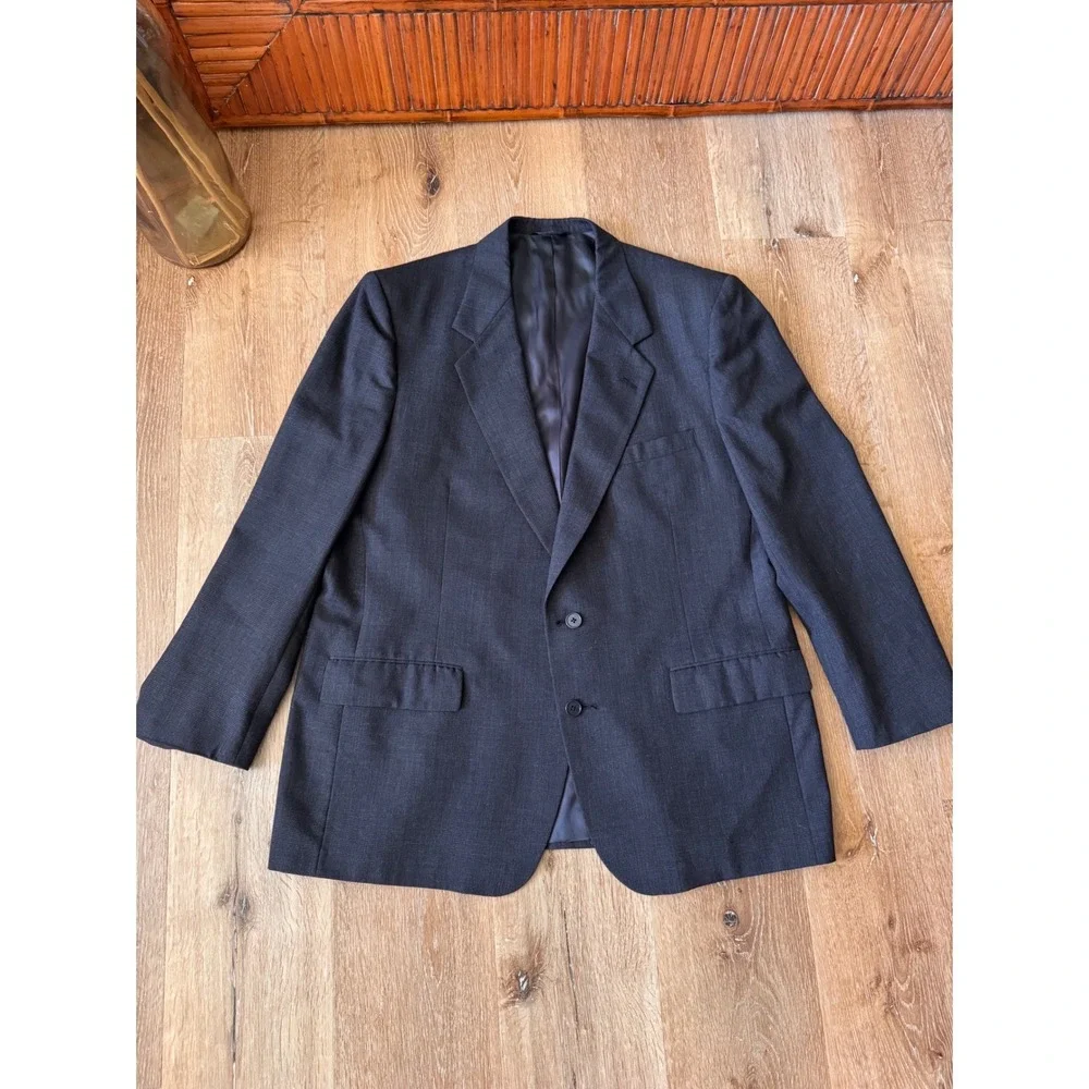 Lanvin Paris Charcoal Vintage Mens Virgin Wool Blazer Sport Coat Size XL